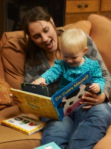 Reading with little Zora.